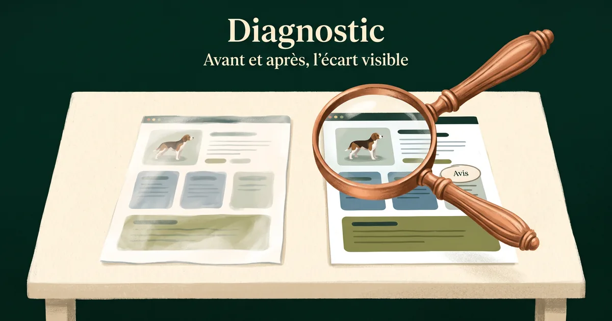 Deux fiches d'élevage avant et après relues à la loupe