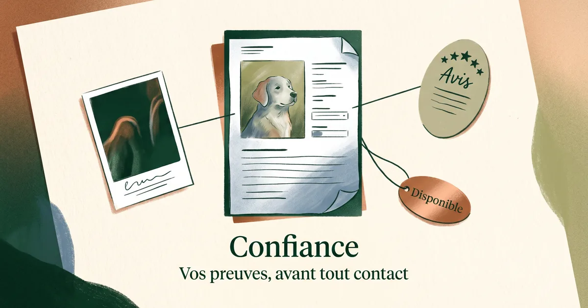 Fiche d'élevage entourée de preuves visibles avant le premier contact