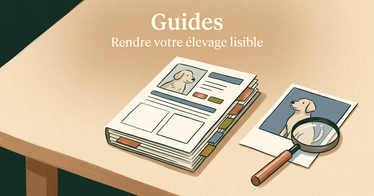 Pile de guides d'élevage avec fiche, photo légendée et loupe