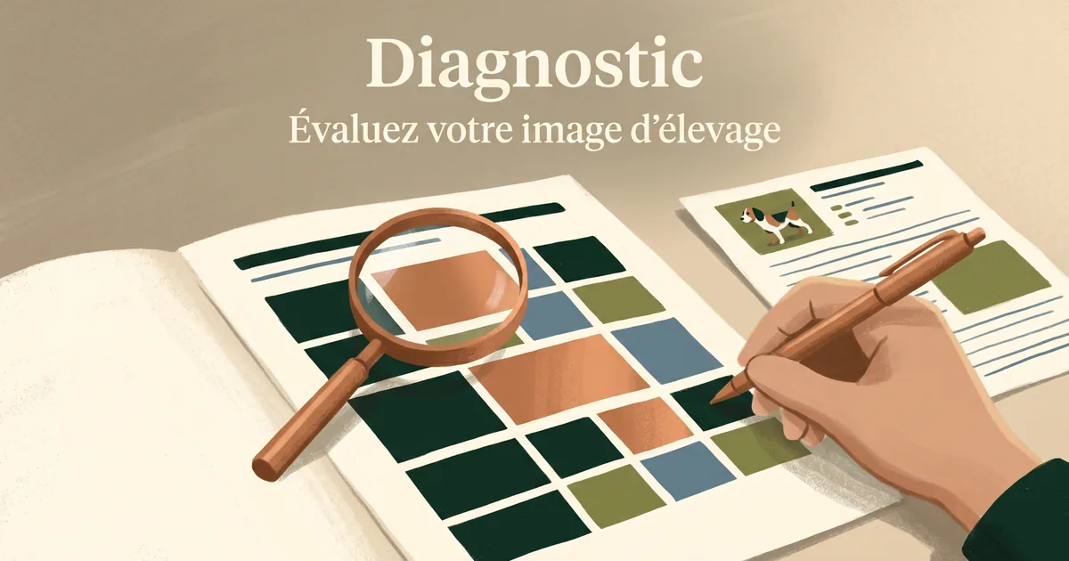 Grille d'auto-diagnostic image d'élevage remplie à la main avec loupe